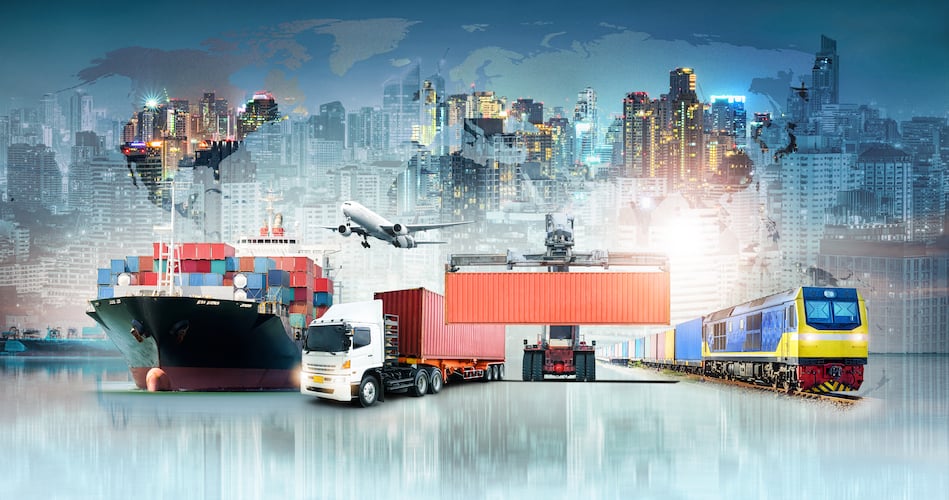 cargo transport vehicles with a digital background
