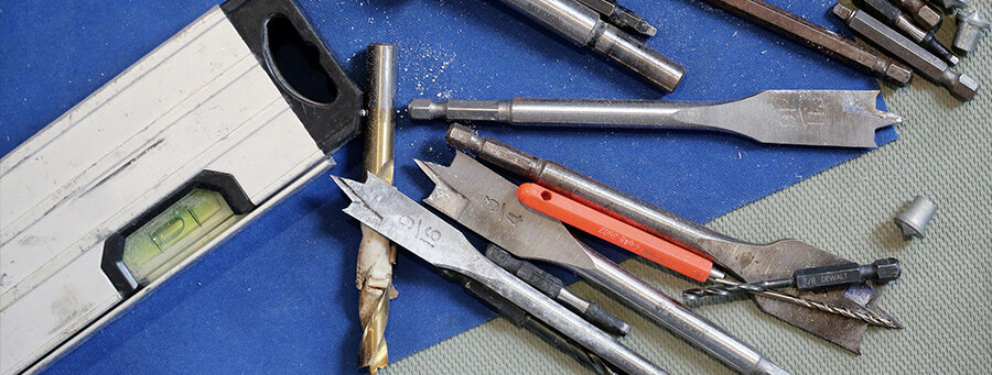 Image of tools laying on a table surface