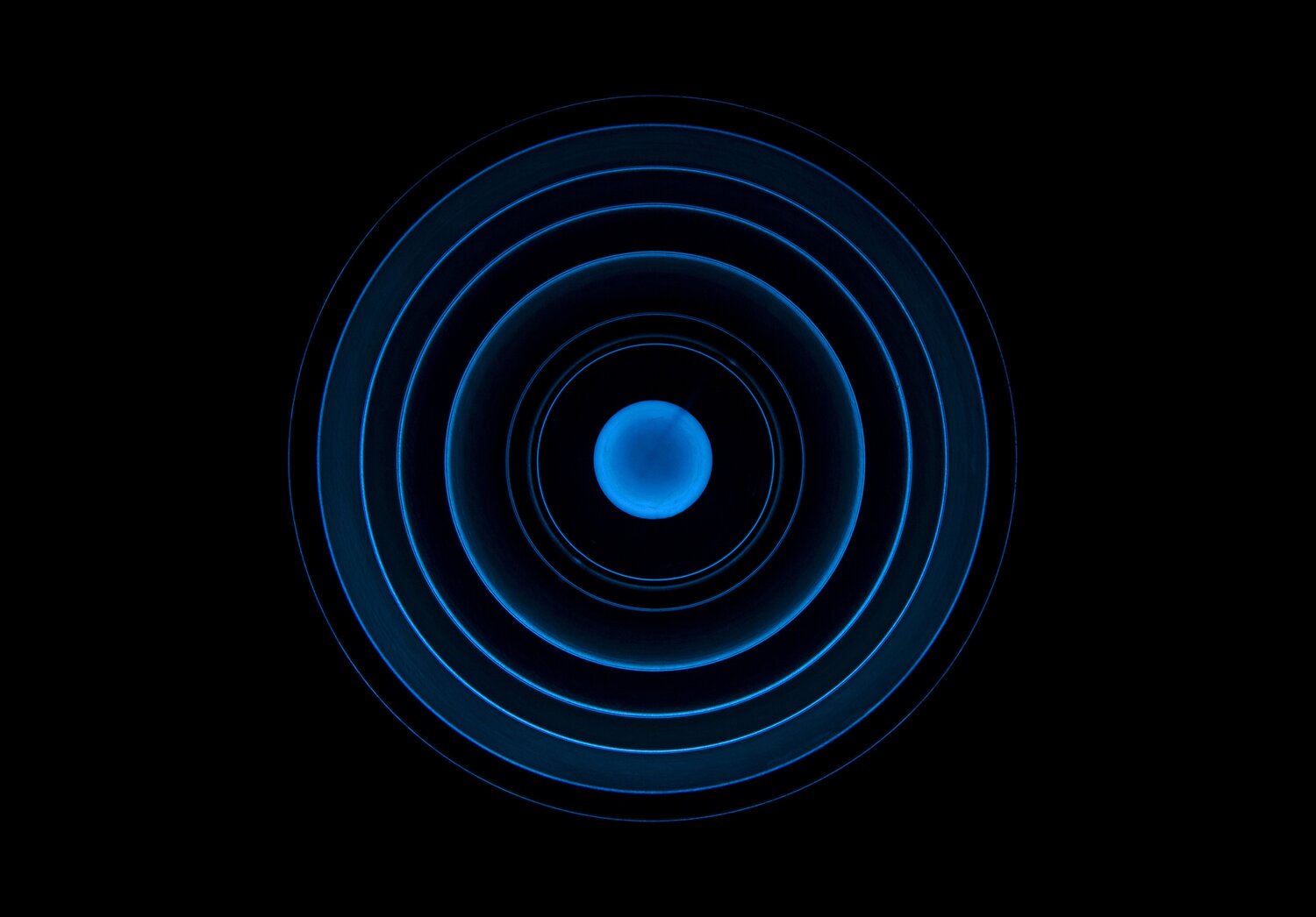 black background with blue circles